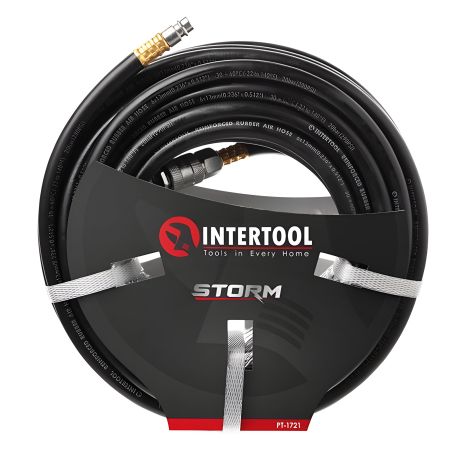 Шланг гумовий повітряний, армований, до 20 атм, 6×13 мм, 20 м, зі швидкороз'ємними з'єднаннями, STORM INTERTOOL PT-1721
