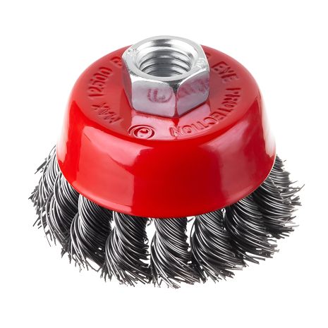 Чашечная щётка 65 мм, М14, пучки витой проволоки, для УШМ, 12500 об/мин INTERTOOL BT-2065 Чашечная щётка 65 мм, М14, пучки витой проволоки, для УШМ, 12500 об/мин INTERTOOL BT-2065