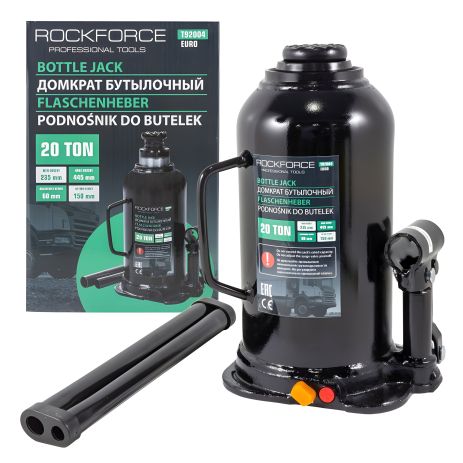 Домкрат бутылочный RF-T92004 ROCKFORCE 20т (Euro) Домкрат бутылочный RF-T92004 ROCKFORCE 20т (Euro)