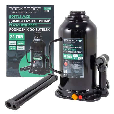 Домкрат пляшковий 20т із клапаном RF-T92004 ROCKFORCE (Euro) Домкрат пляшковий 20т із клапаном RF-T92004 ROCKFORCE (Euro)