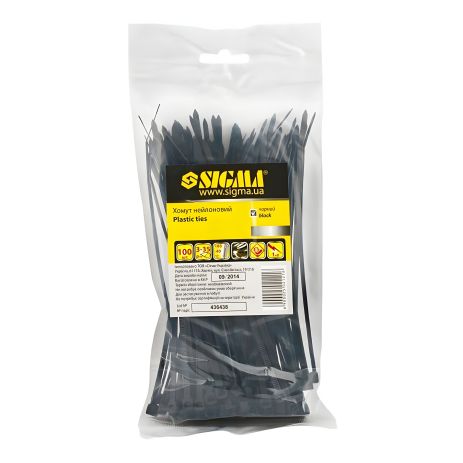 Нейлоновий Хомут 2.5×200мм 100шт (чорний) SIGMA 2502061 Нейлоновий Хомут 2.5×200мм 100шт (чорний) SIGMA 2502061