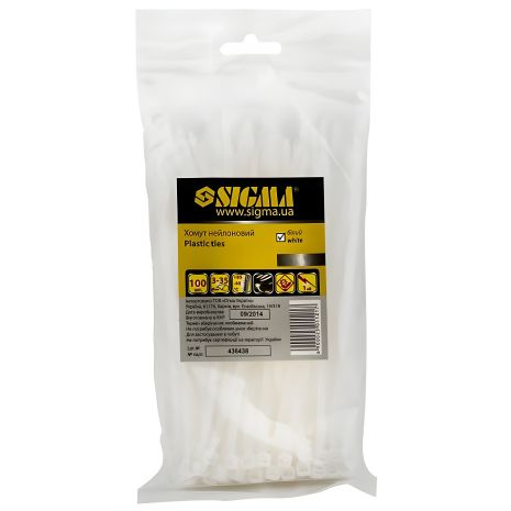 Хомут нейлон 7.9×350мм 50шт (білий) SIGMA 2501371 Хомут нейлон 7.9×350мм 50шт (білий) SIGMA 2501371