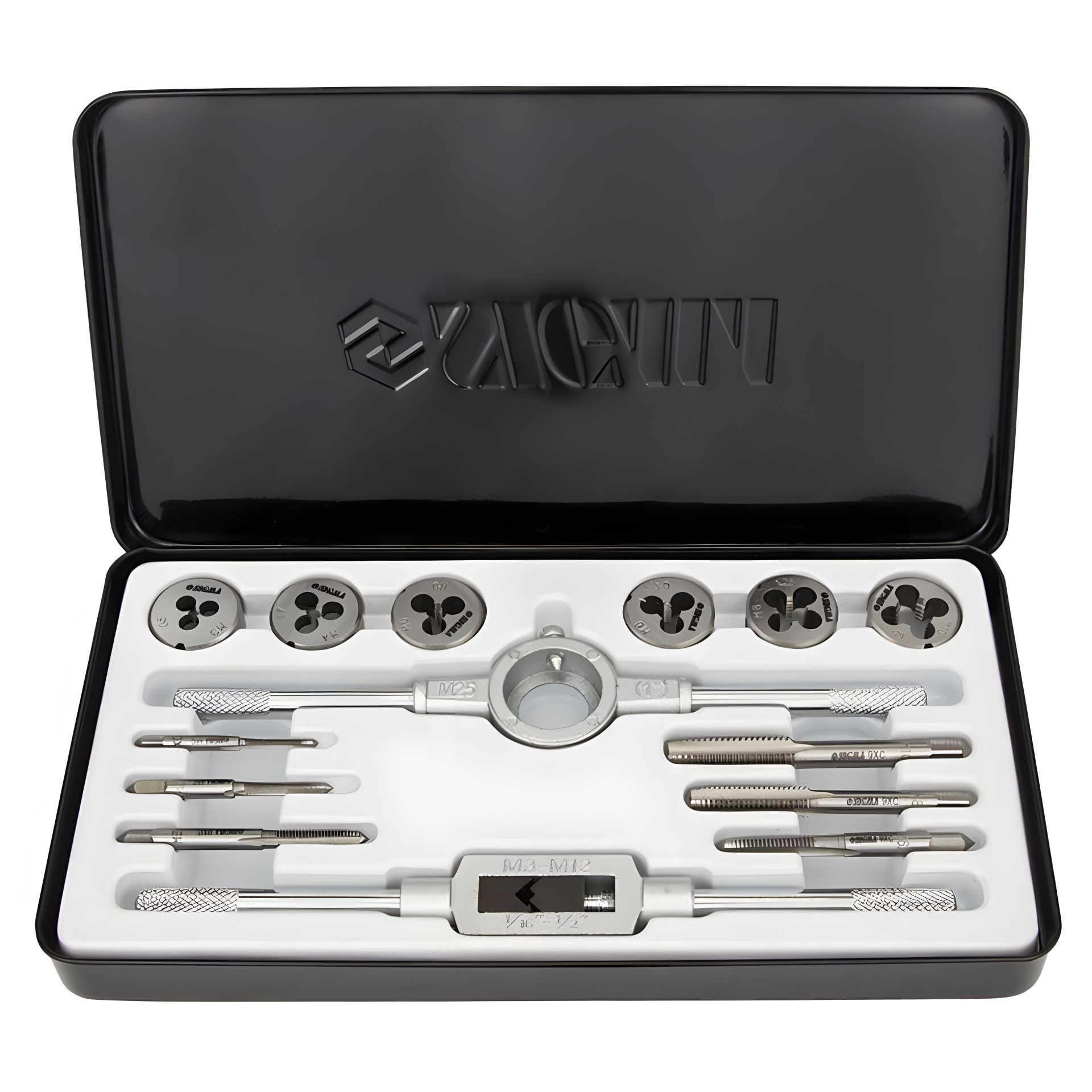 Набір плашок та мітчиків 14 предметів (металевий кейс) SIGMA 1643071 Набір плашок та мітчиків 14 предметів (металевий кейс) SIGMA 1643071