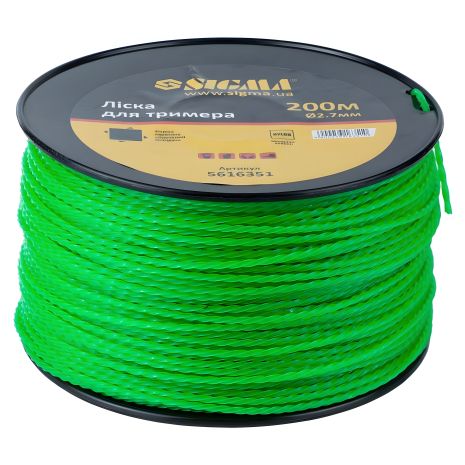Лісочка для тримера кручений квадрат Ø2.7мм 200м котушка SIGMA 5616351 Лісочка для тримера кручений квадрат Ø2.7мм 200м котушка SIGMA 5616351
