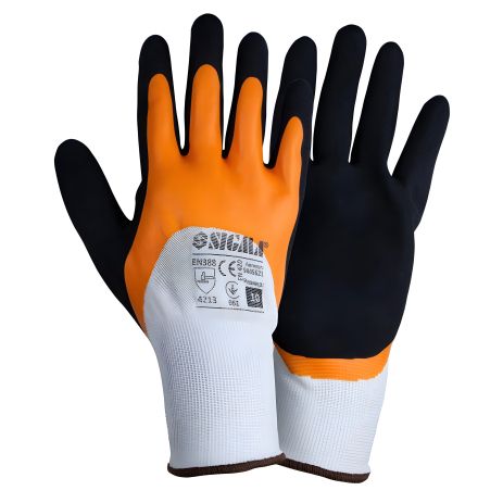 Трикотажні рукавички з подвійним латексним покриттям р9 (жовто-чорні, манжет) SIGMA 9445611 Трикотажні рукавички з подвійним латексним покриттям р9 (жовто-чорні, манжет) SIGMA 9445611