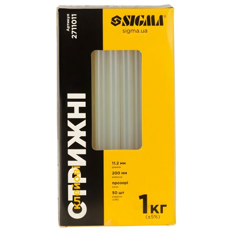 Прозрачные клеевые стержни ø11.2×200мм, 1кг, SIGMA (арт. 2711011) Прозрачные клеевые стержни ø11.2×200мм, 1кг, SIGMA (арт. 2711011)