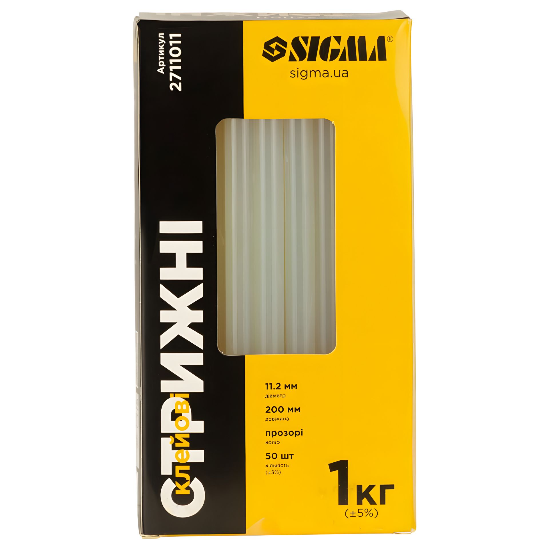 Клейові стрижні Ø11.2×200мм 1кг (прозорі) SIGMA 2711011 Клейові стрижні Ø11.2×200мм 1кг (прозорі) SIGMA 2711011
