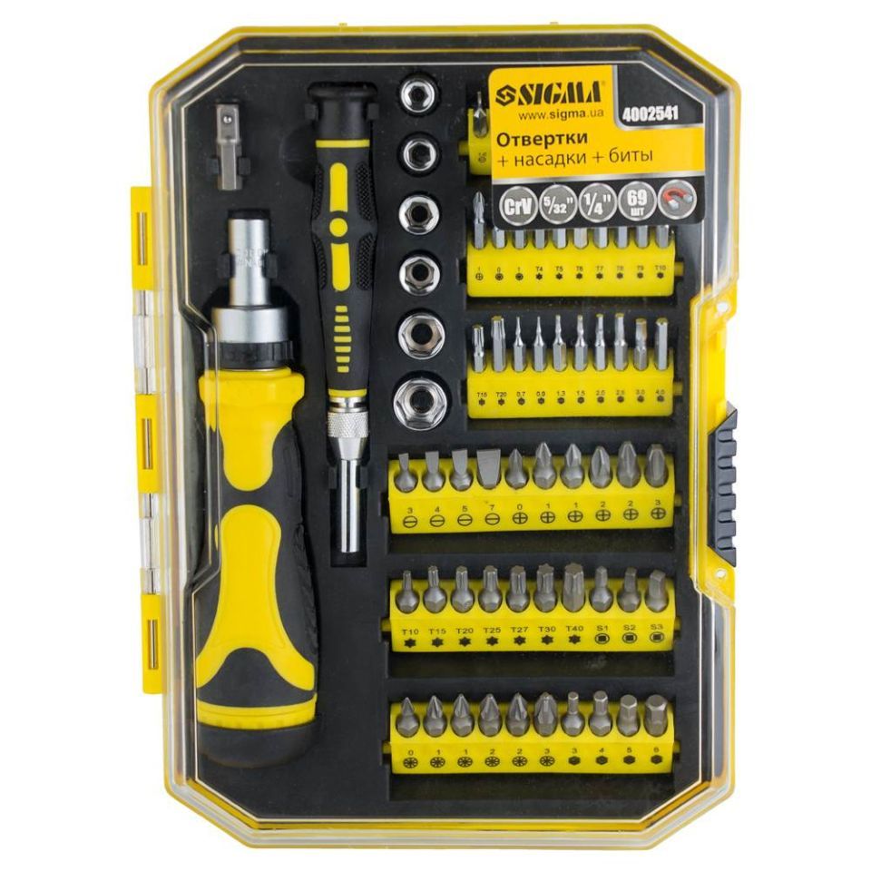 Набор отверток + биты 69шт CrV (кейс) SIGMA 4002541 Набор отверток + биты 69шт CrV (кейс) SIGMA 4002541