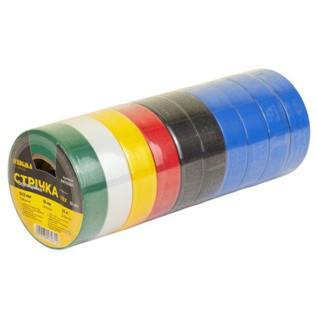 Ізоляційна стрічка кольорова ПВХ 0.13мм×19мм×20м (10шт) SIGMA 8413061 Ізоляційна стрічка кольорова ПВХ 0.13мм×19мм×20м (10шт) SIGMA 8413061
