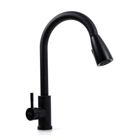 Кухонний змішувач Valeso LN08 з висувною лійкою, чорний