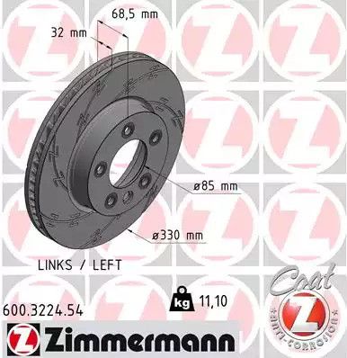 Диск тормозной VW TOUAREG, PORSCHE CAYENNE, ZIMMERMANN (600322454)