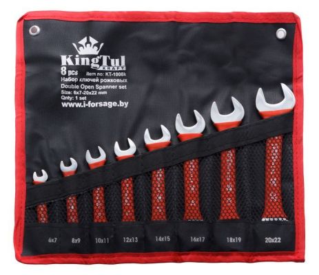 Набор ключей рожковых 8 предметов (6х7-20х22мм) на полотне KingTul kraft FORSAGE KT-1008k(3208K)
