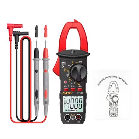 Кліщовий мультиметр Aneng ST180, струмовимірювач, AC/DC, black-red Кліщовий мультиметр Aneng ST180, струмовимірювач, AC/DC, black-red