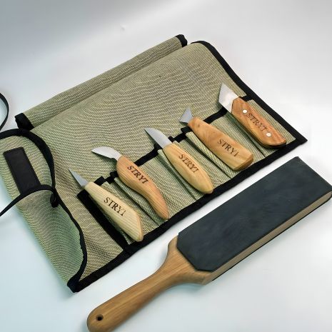 Набор ножей в чехле для резьбы по дереву, 5 шт.