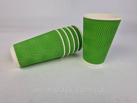 Склянка гофрований 500 мл ЗЕЛЕНИЙ (15 шт.)