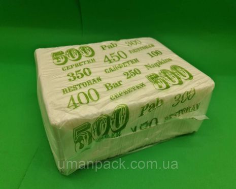 Салфетка бумажная 400лист Фуршет белая (ЗЕЛЕНАЯ) (1 пачка)