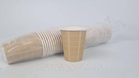 Стакан бумажный 175мл Юнита клетка бежевая (50 шт)