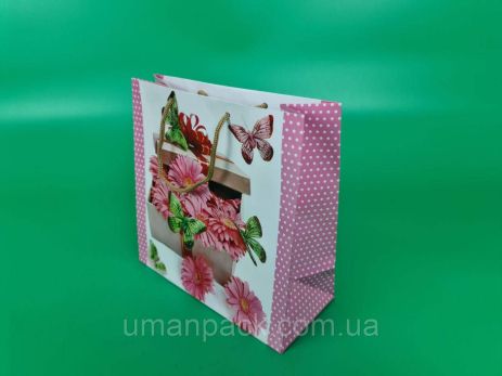 Пакет бумажный подарочный квадратный 23*24*10(артKV-073) (12 шт)