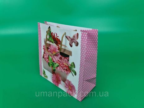 Пакет бумажный подарочный квадратный 23*24*10(артKV-073) (12 шт)