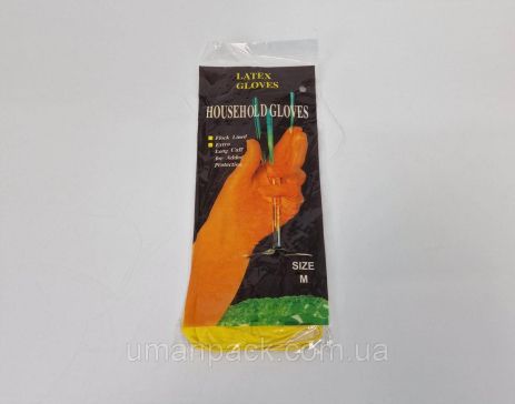 Рукавиці господарські гумові латексні "LATEX GLOVES" (розмір М) (1 пачка)