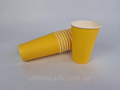 Стакан бумажный 500 мл(16oz) "ЖЕЛТО/БЕЛЫЙ" Маэстро (35 шт)