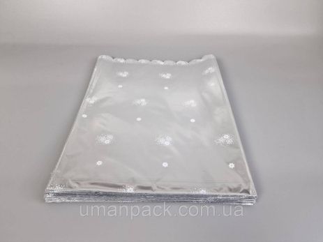 Пакет с рисунком для упаковки подарков (30*40) №431 (3) фольгированный (ажурный) "Цветы" (100 шт)