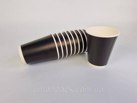 Склянка картонна 2-шарова 400 мл (12oz) "Чорний" Маестро (20 шт.)