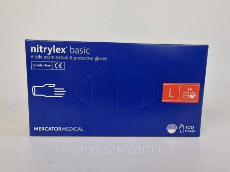 Рукавички Нітрил Синій (100 шт.) L "nitrylex" (1 пачка)