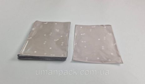 Пакет із малюнком для пакування подарунків (15*20) No413 (3) фольгований "Ромашка" (100 шт.)