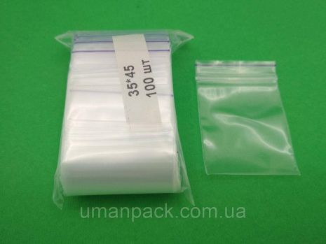 Пакеты струна с замком Zip-Lock 3,5см x 4,5см(100шт) (1 пач)заходь на сайт Уманьпак