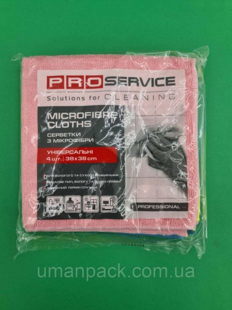PRO серветки мікрофібра Professional (38*38) 4шт (1 пач)заходь на сайт Уманьпак