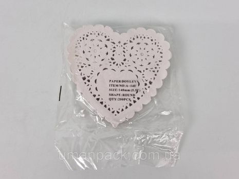 Серветка ажурна СЕРЦЕ Ф14(200шт) (1 пач)