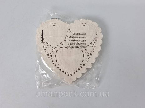 Серветка ажурна у формі серця Ф10(100шт) (1 пач)