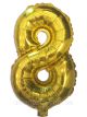 Шар фольгированный золотой цифра "8" , 100 см в упаковке (1 пачка)