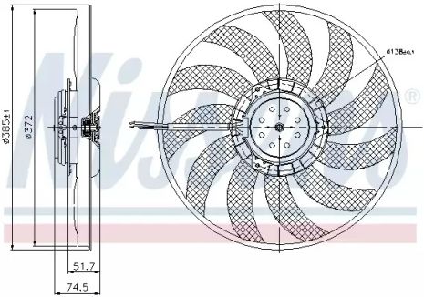 Вентилятор охлаждения радиатора SEAT EXEO, AUDI A4, AUDI A6, NISSENS (85638)