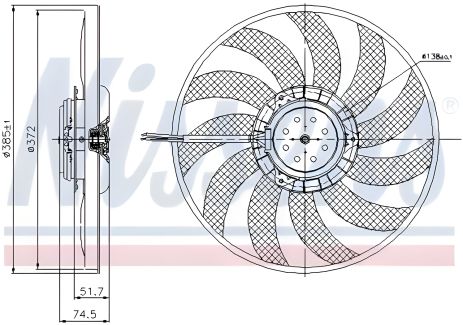 Вентилятор охлаждения радиатора для SEAT EXEO, AUDI A4, AUDI A6, производитель NISSENS (85638)
