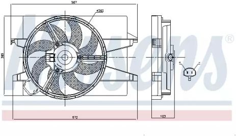 Вентилятор охолодження радіатора MAZDA 2, FORD FIESTA, FORD FUSION, NISSENS (85030)