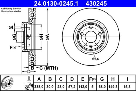 Диск тормозной AUDI Q5, AUDI A4, AUDI A5, ATE (24013002451)