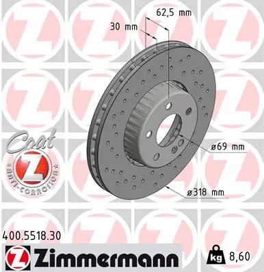 Диск тормозной MERCEDES-BENZ C-CLASS, ZIMMERMANN (400551830)