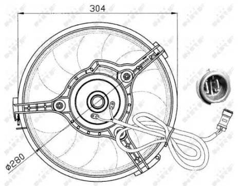 Вентилятор охолодження радіатора SEAT ALHAMBRA, FORD GALAXY, VW SHARAN, AUDI A4/А6/А8, NRF (47023)