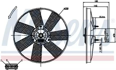 Вентилятор охлаждения радиатора VW GOLF, VW VENTO, VW POLO, NISSENS (85538)