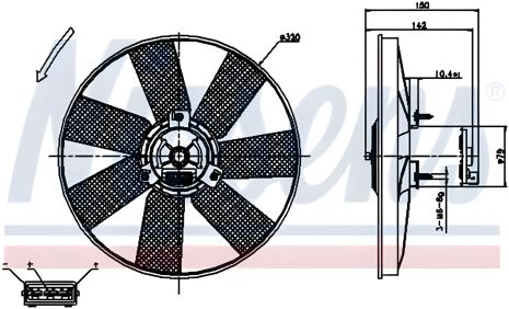Охолоджуючий вентилятор радіатора VW GOLF, VW VENTO, VW POLO, NISSENS (85538)