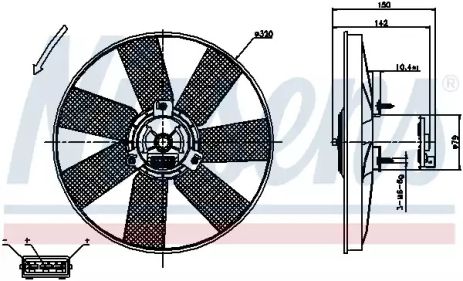 Вентилятор охолодження радіатора VW GOLF, VW VENTO, VW POLO, NISSENS (85538)