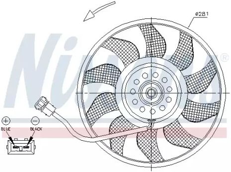 Вентилятор охолодження радіатора VW, Nissens (85618)