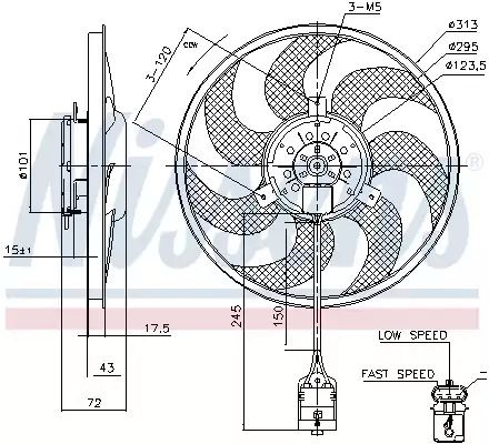 Вентилятор охлаждения радиатора OPEL ZAFIRA, OPEL ASTRA, NISSENS (85754)