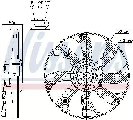 Вентилятор охлаждения радиатора SEAT IBIZA, VW FOX, SKODA FABIA, NISSENS (85549)