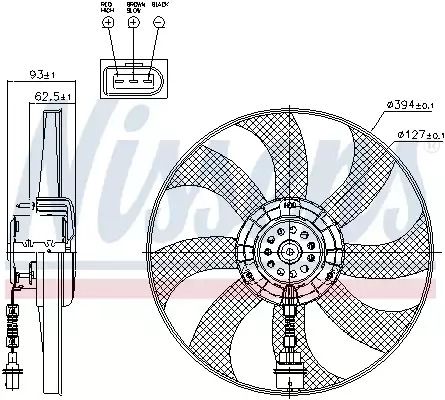 Вентилятор охолодження радіатора SEAT IBIZA, VW FOX, SKODA FABIA, NISSENS (85549)
