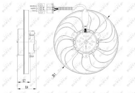 Вентилятор охлаждения радиатора SKODA FABIA, SEAT CORDOBA, AUDI TT, NRF (47398)