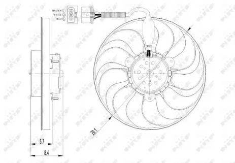 Вентилятор охолодження радіатора SKODA FABIA, SEAT CORDOBA, AUDI TT, NRF (47398)