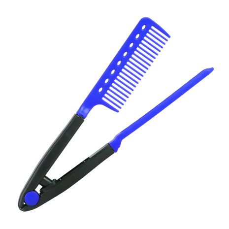 Гребінець-затискач термостійкий пластиковий для кератинового випрямлення (синій)